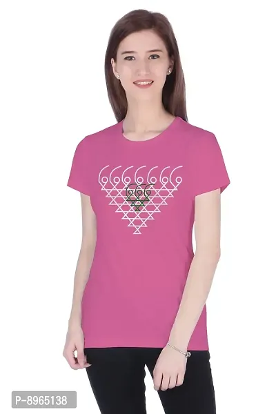 Neo Garments Women's Cotton T-Shirt. Saraswati Yantra (Pink). Size: X-Small to 2XL.