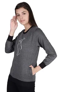 Neo Garments Women's Cotton Fashion Pullover Sweatshirt with Pockets | Sizes: Small to 3XL | CAT Outline | Carbon (Grey) |-thumb3