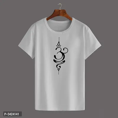 Women's Cotton Round Neck Half Sleeve T-shirt - Om (White)