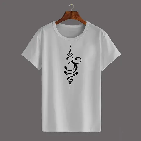 Women's Round Neck Half Sleeve T-shirt - Om (White)