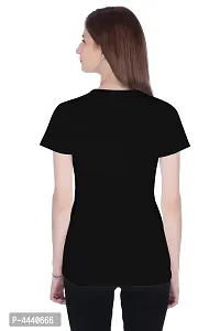 Stunning Black Printed Cotton Round Neck Tees For Women-thumb1