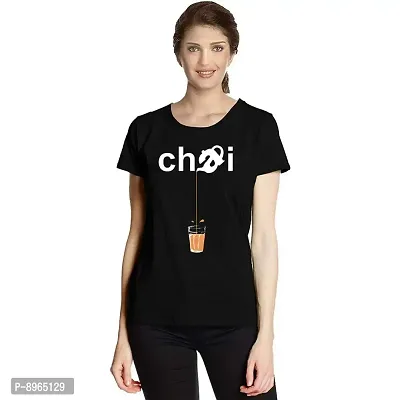 Neo Garments Women's Cotton Round Neck T-Shirt. Chai (Black). Size: X-Small to 3XL.