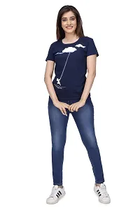Neo Garments Women Cotton Round Neck Pack of 2pcs Combo T-Shirt. Swing (NAVYBLUE)  Fly (ACROO MILANCHE). | (Size -Small to 3XL) |-thumb2