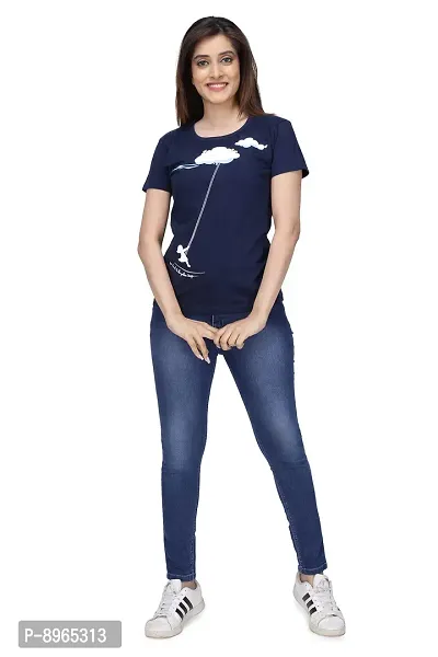 Neo Garments Women Cotton Round Neck Pack of 2pcs Combo T-Shirt. Swing (NAVYBLUE)  Fly (ACROO MILANCHE). | (Size -Small to 3XL) |-thumb3
