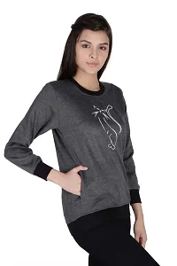 Neo Garments Women's Cotton Fashion Pullover Sweatshirt with Pockets | Sizes: Small to 3XL | CAT Outline | Carbon (Grey) |-thumb2