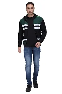 Neo Garments Men's Cotton Hooded Pullover Sweatshirt with Kangaroo Pockets - Sizes from XS to 2XL (Green  Black Fat Stripes).-thumb2