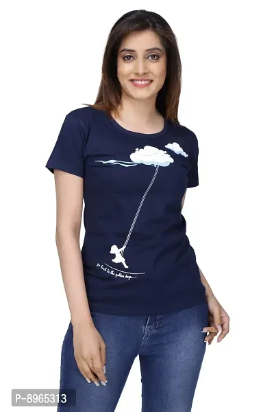 Neo Garments Women Cotton Round Neck Pack of 2pcs Combo T-Shirt. Swing (NAVYBLUE)  Fly (ACROO MILANCHE). | (Size -Small to 3XL) |-thumb5