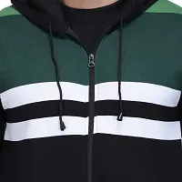 Neo Garments Men's Cotton Hooded Pullover Sweatshirt with Kangaroo Pockets - Sizes from XS to 2XL (Green  Black Fat Stripes).-thumb4