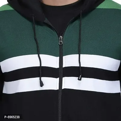 Neo Garments Men's Cotton Hooded Pullover Sweatshirt with Kangaroo Pockets - Sizes from XS to 2XL (Green  Black Fat Stripes).-thumb5