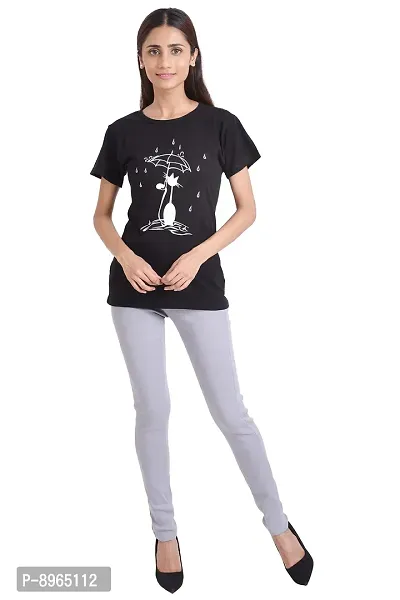 Neo Garments Women Cotton Round Neck Half Sleeve T-Shirt Umbrella CAT. (Size: Small to 3XL).-thumb3