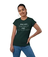 Neo Garments Womenrsquo;s Cotton Round Neck Combo T-Shirt | Dear Math Please Grow UP and Solve Your OWN Problem. (Green)  Listen to Your Heart (Grey) | Pack of 2PCS | Size Small to 3XL |-thumb1