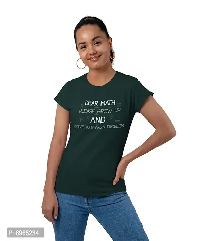 Neo Garments Womenrsquo;s Cotton Round Neck Combo T-Shirt | Dear Math Please Grow UP and Solve Your OWN Problem. (Green)  Listen to Your Heart (Grey) | Pack of 2PCS | Size Small to 3XL |-thumb2