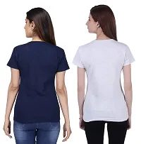 Neo Garments Women Cotton Round Neck Pack of 2pcs Combo T-Shirt. Swing (NAVYBLUE)  Fly (ACROO MILANCHE). | (Size -Small to 3XL) |-thumb1