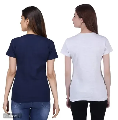 Neo Garments Women Cotton Round Neck Pack of 2pcs Combo T-Shirt. Swing (NAVYBLUE)  Fly (ACROO MILANCHE). | (Size -Small to 3XL) |-thumb2