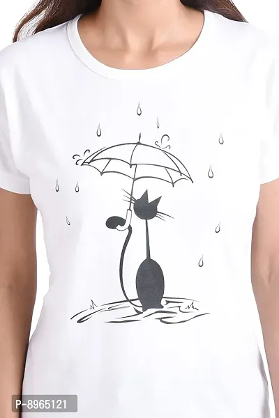 Neo Garments Women Cotton Round Neck Half Sleeve T-Shirt Umbrella CAT. (Size: Small to 3XL).-thumb5