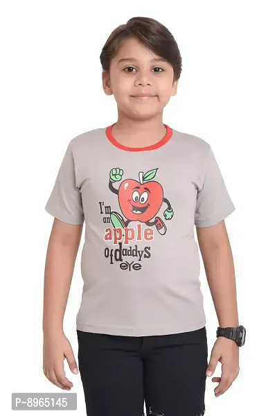 Neo Garments Kid's Boys  Girls Round Neck Cotton T-Shirt | Apple of Daddy's Eye |Cement Beige | Size - (1Yrs to 7Yrs).
