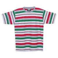 Neo Garments Boys Round Neck Cotton Striped T-Shirt  3/4 Set for Kids. 30(7YRS-9YRS), 32(9YRS-10YRS), 34(10YRS-11YRS), 36(11YRS-13YRS). Multicolor.-thumb1