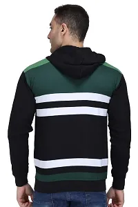 Neo Garments Men's Cotton Hooded Pullover Sweatshirt with Kangaroo Pockets - Sizes from XS to 2XL (Green  Black Fat Stripes).-thumb1