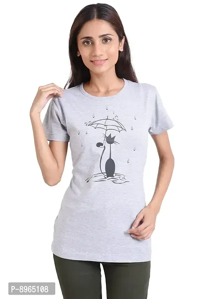 Neo Garments Women Cotton Round Neck Half Sleeve T-Shirt Umbrella CAT. (Size: Small to 3XL).-thumb0