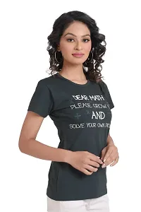 Neo Garments Women Cotton Round Neck T-Shirt | Dear Math PLS Grow UP and Solve Your OWN Problems | (Size - Small to 3XL) | Green |-thumb2