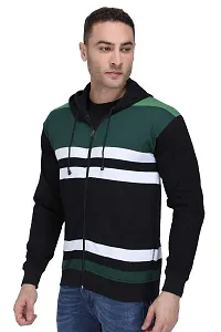 Neo Garments Men's Cotton Hooded Pullover Sweatshirt with Kangaroo Pockets - Sizes from XS to 2XL (Green  Black Fat Stripes).-thumb3