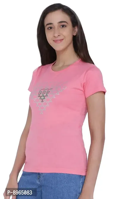 Neo Garments Women's Cotton T-Shirt. Saraswati Yantra (Pink). Size: X-Small to 2XL.-thumb5