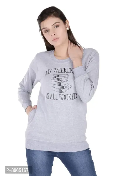 Neo Garments Women's Cotton Fashion Pullover Sweatshirt with Pockets | Sizes: Small to 3XL | My Weekend is All Booked | Grey |