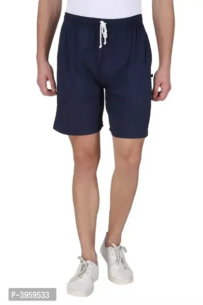 Menrsquo;s Cotton Long Shorts for All Fitness Activities. (NAVY BLUE).-thumb2