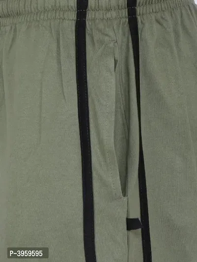 Olive Cotton Regular Shorts For Men-thumb4