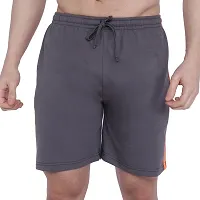 Menrsquo;s Cotton Long Shorts for All Fitness Activities. (GREY-ORANGE).-thumb1