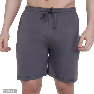 Menrsquo;s Cotton Long Shorts for All Fitness Activities. (GREY-ORANGE).-thumb2