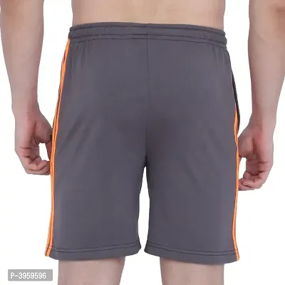 Menrsquo;s Cotton Long Shorts for All Fitness Activities. (GREY-ORANGE).-thumb3