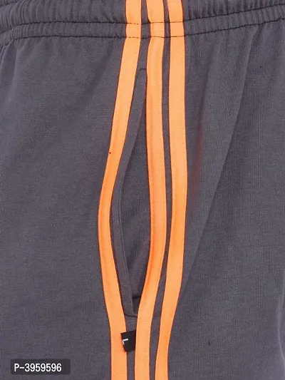 Menrsquo;s Cotton Long Shorts for All Fitness Activities. (GREY-ORANGE).-thumb4