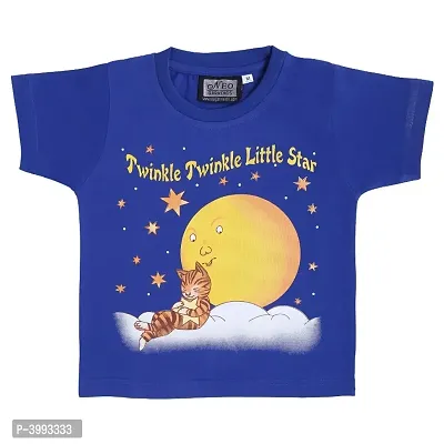 Kid's Boys  Girls Round Neck Cotton T-shirt | TWINKLE TWINKLE LITTLE STAR | (ROYAL BLUE)| Sizes- S-23-thumb0