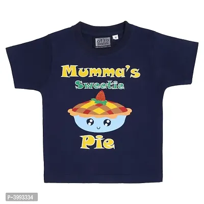 Kid's Boys  Girls Round Neck Cotton T-shirt | MUMMA'S SWEETIE PIE | (NAVY BLUE) | Sizes- S-23