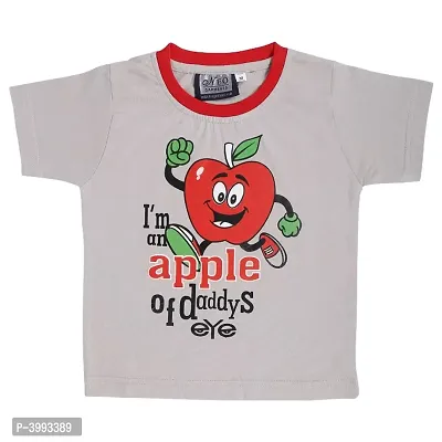 Kid's Boys  Girls Round Neck Cotton T-shirt | APPLE OF DADDY'S EYE | (CEMENT) | Sizes- S-23-thumb0
