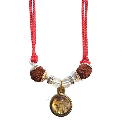 DEVAMA THE DIVINE Dhanu Rashi Yantra Kavach Crystal 5 Faced Rudraksha Locket Pendant for Sagittarius Zodiac for Men and Women?.