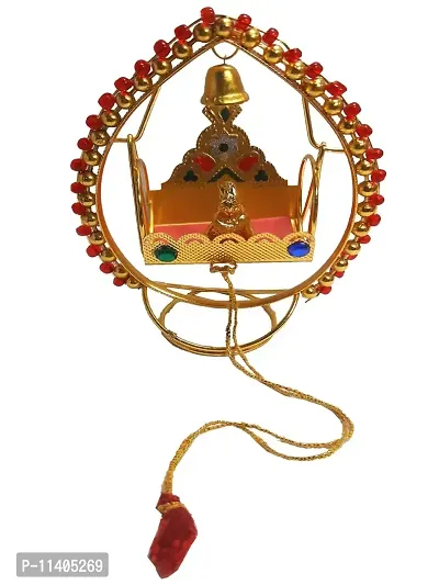 Janmashtami Fancy Carving Laddu Gopal Swing Red Moti Jhula, Krishna Jhula