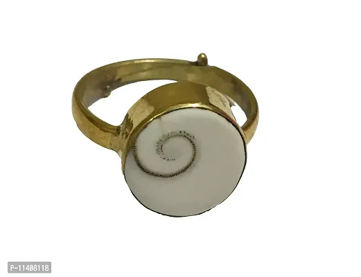 DEVAMA THE DIVINE Gomti Chakra Ring Natural Gomati Chakra Ring for Men and Women Adjustable Panchdhatu Ring-thumb0