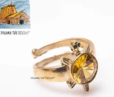 DEVAMA THE DIVINE? Panchdhatu Yellow Zircon Studded Tortoise Turtle Meru Ring Adjustable Gold Plated for Men and Women, for good luck and prosperity-thumb2