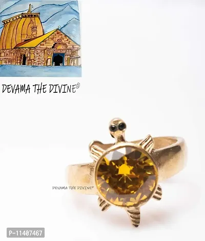 DEVAMA THE DIVINE? Panchdhatu Yellow Zircon Studded Tortoise Turtle Meru Ring Adjustable Gold Plated for Men and Women, for good luck and prosperity-thumb4