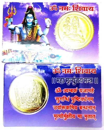 DEVAMA THE DIVINE Om Namah Shivay Maha Mrityunjaya Yantra Coin ATM Shaped Yantram