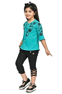 AS LIFE FASHION Crepe Casual Printed Top and Pant Set for Girls Kids-thumb4