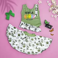 AS LIFE FASHION Cotton Blend Casual Smiley Printed Skirt Top Set for Girls-thumb2