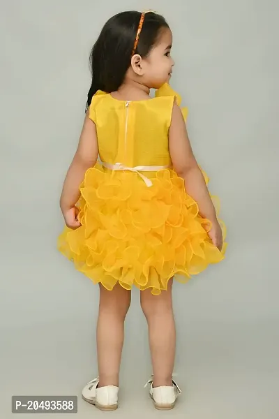 AS Life Fashion Tissue Casual Solid Knee Length Frock Dress for Girls-thumb3