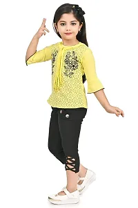 AS LIFE FASHION Crepe Casual Printed Top and Pant Set for Girls Kids (Golap)-thumb2
