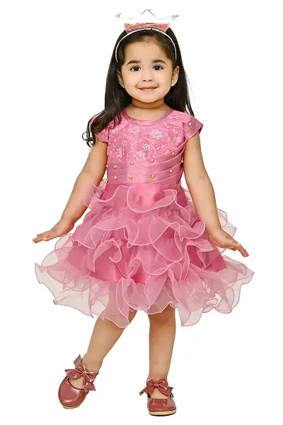 AS Life Fashion Tissue Casual Solid Mini Frock Dress for Girls
