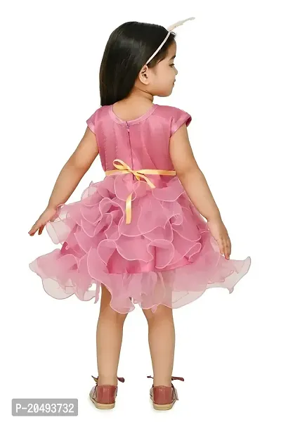 AS Life Fashion Tissue Casual Solid Mini Frock Dress for Girls-thumb2