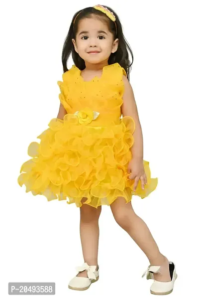 AS Life Fashion Tissue Casual Solid Knee Length Frock Dress for Girls