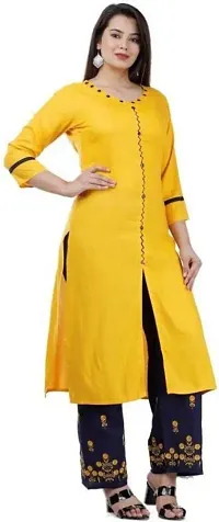 Attractive Yellow Solid Kurta and Palazzo Set For Women-thumb2